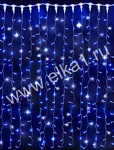 Световой занавес 2х1,5м, синий, 400 диодов, прозрачный провод (LED Плей Лайт)