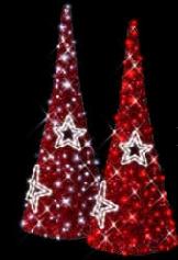 Световая фигура конус красный со звездами с белыми диодами 150см