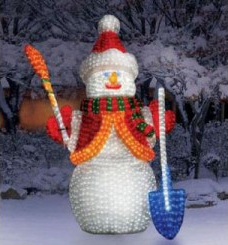 Световая фигура акриловая "Снеговик с лопатой и метлой" 170 см