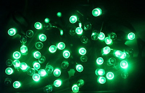 Электрогирлянда 10м, 100 зелёных светодиодов с флеш-лампами GX-100-230V-BG