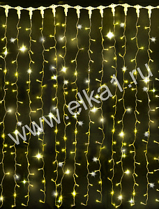 Световой занавес 2х6м, желтый+флэш, 1160 диодов, прозрачный провод (LED Плей Лайт)