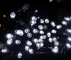 Электрогирлянда 100 LED, белый с флэш, чёрн. провод, 10 метров