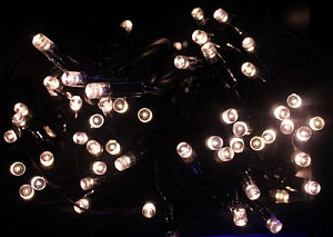 Электрогирлянда 200 LED, теплый белый с флэш, чёрн. провод, 20 метров