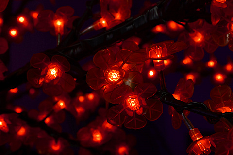 Светодиодная гирлянда Цветки сакуры, 10 м, красная, 100 диодов