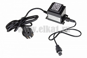 Старт кабель подключения электрогирлянды с  контроллером световых эффектов, с понижающим трансформатором  220V/24V для электрогирлянды LED-KSR-100L-10M-24V-S. Цвет провода черный. IP44