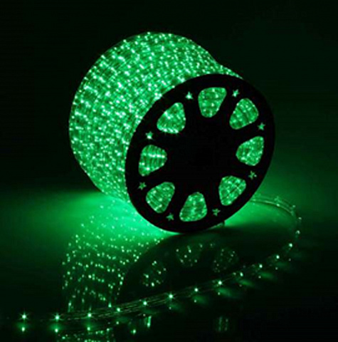 Дюралайт светодиодный зеленый (Чейзинг), 13мм, 36 LED/метр