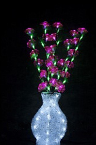 Светодиодные цветы в акриловой вазе, Розовые