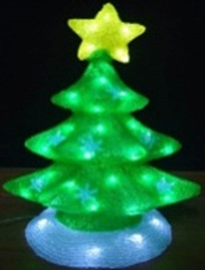 Светящаяся акриловая фигура "Зелёная елка с желтой звездой" 56 см