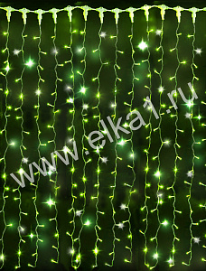 Световой занавес 2х1,5м, зеленый+флэш, 400 диодов, прозрачный провод (LED Плей Лайт)