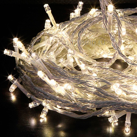 Электрогирлянда нить 100 LED теплый белый, проз. провод 7 м в Москве Электрогирлянда нить 100 LED теплый белый, проз. провод 7 м