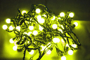 Светодиодная гирлянда "Мультишарики", цвет жёлтый, 60 шариков, 10 м