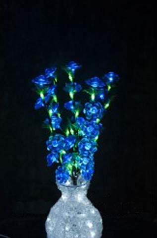 Светодиодные цветы в акриловой вазе, Синие