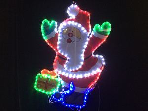 Светодиодная фигура Дед мороз с подарком из дюралайта, мульти