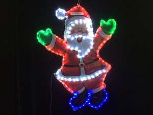 Световая фигура Дед мороз с поднятыми руками из дюралайта, мульти