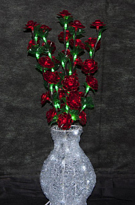 Светодиодные цветы в акриловой вазе, Красные