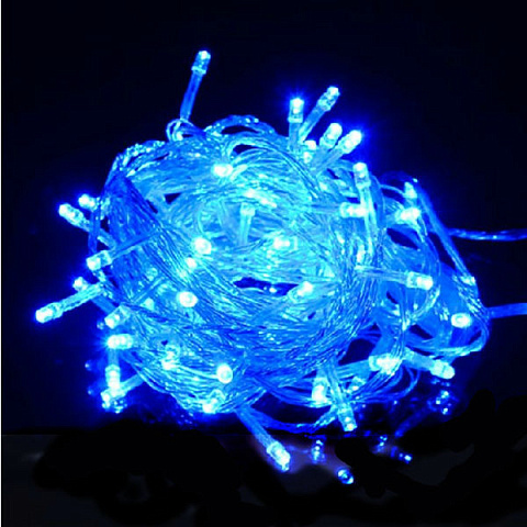 Электрогирлянда 100 LED синий, проз. провод, 7 м