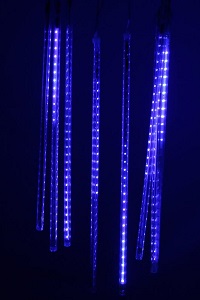Светодиодная сосулька трубка, синий, 30 см — 7 штук